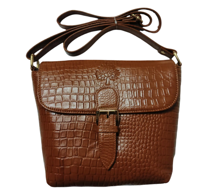 CROC LEATHER SLING BAG